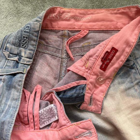 Guess Blue Jean Shorts with Distressed Hem - Picture 8 of 12